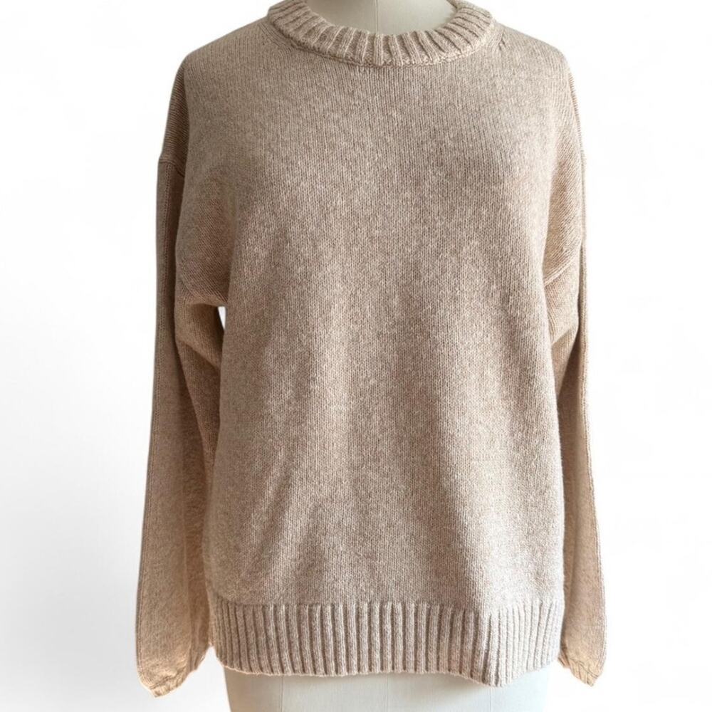 J.Crew Cream Crew Neck Balloon Sleeve Sweater (sz L)